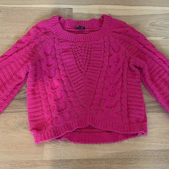 Express Bright Pink Balloon Sleeve Sweater Size Large - Picture 3 of 10